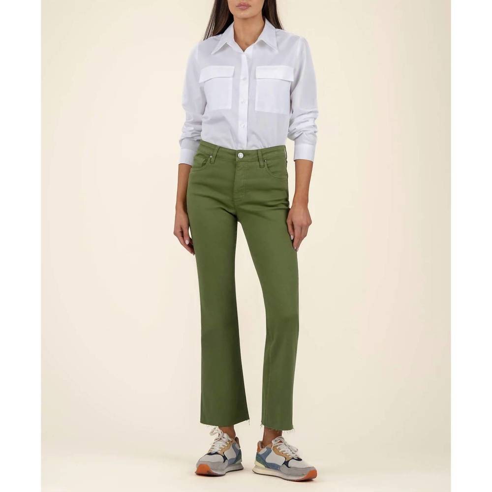 Kut from the Kloth Olive Green Cropped Flare Jeans